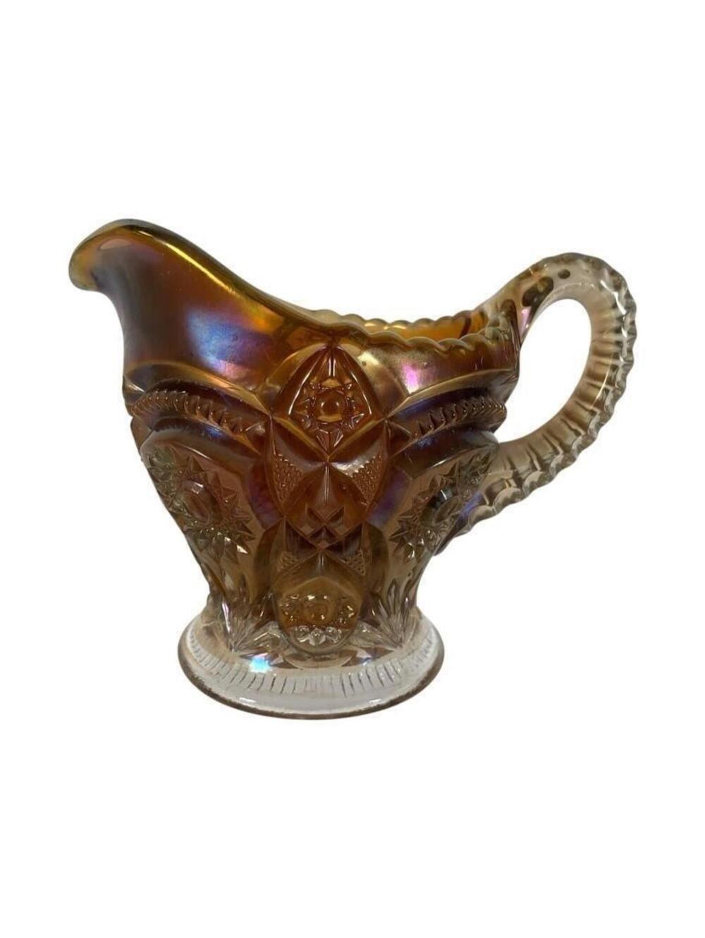 Antique Imperial Fashion Marigold Carnival Glass Creamer Pitcher